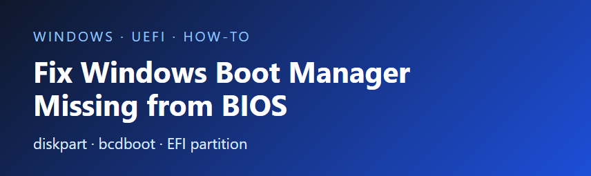 Fix Windows Boot Manager Missing from BIOS After Installation